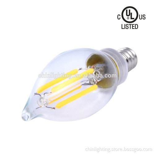 Chinlighting UL and cUL listed C32 B11 5W Candle flame led lamp filament light